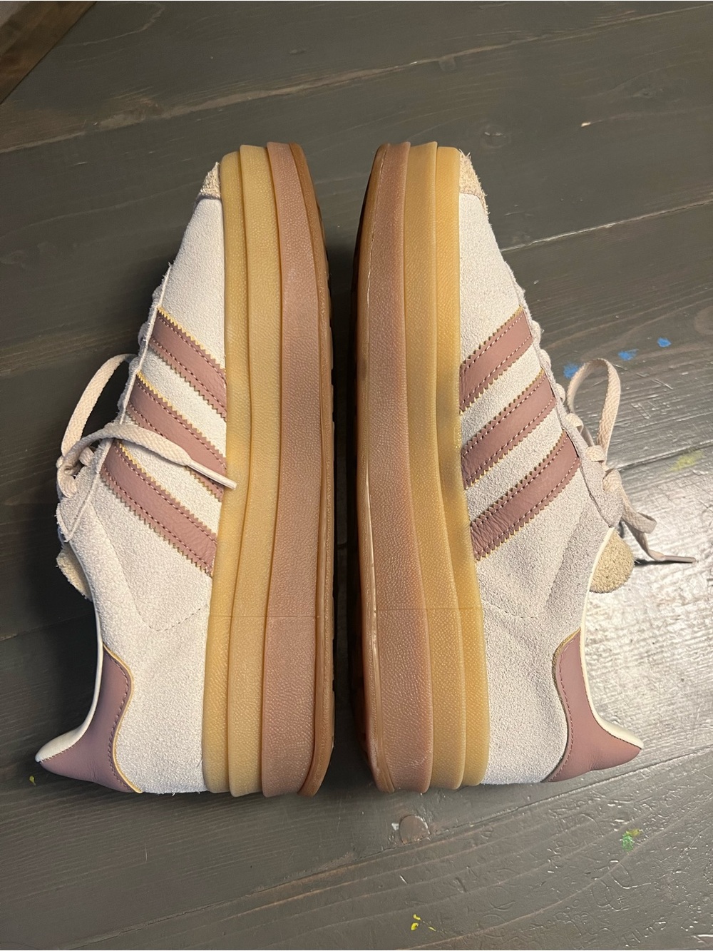 Adidas bold court VL Classic Three-Stripe Platform Sneakers - Cream & Mauve
